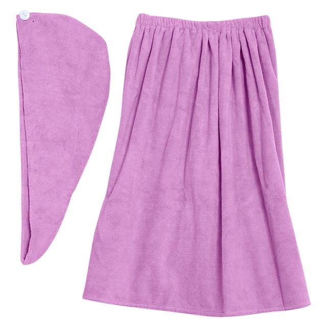 Ensemble de Serviette de Bain en Microfibre et Bonnet de Douche, Super Absorbant, Jupe de Douche Ajustable pour la Maison et les Voyages