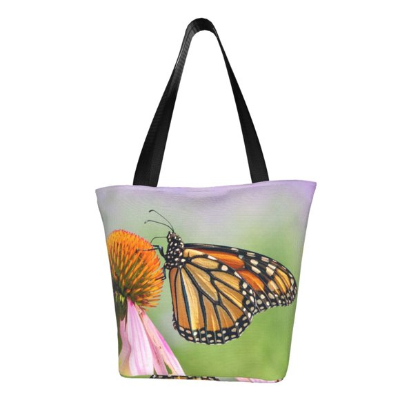 Fotbe A monarch butterfly Bolsa de Playa con Estampado, Bolsa de Hombro, Bolsa de Mano Espaciosa, Bolsa de Viaje Ligera, Bolsa de Compras Versátil