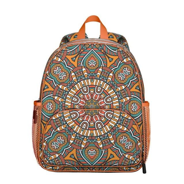 Ethnic Yoga Students Backpack - Sacred Healing Mandala Design with Peace Serenity and Tranquility Pattern, Lightweight Durable Oxford Fabric for School