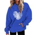 thumbnail image 1 of Penkiiy Sweat à Capuche Imprimé Col Rond pour Femmes, Manches Longues, m Bleu, 1 of 5