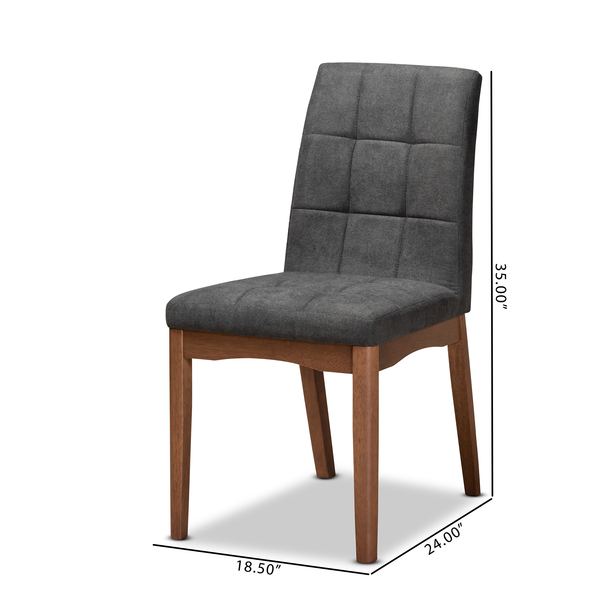 Baxton Studio Tara Dining Chair, Set of 2, Dark Grey