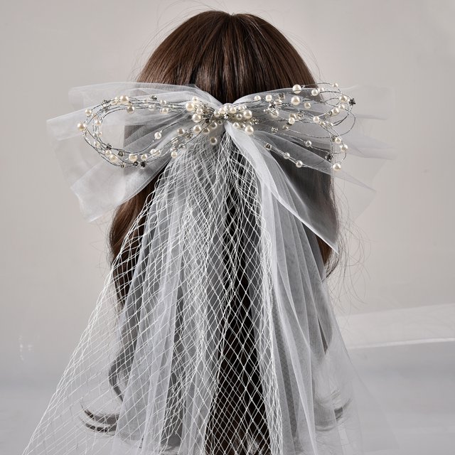 Tocado de novia Chaoxian estilo japonés y coreano lazo de malla accesorios para el cabello velo corto joyería vestido de novia serie femenina Mori
