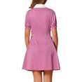 thumbnail image 3 of INSPIRE CHIC Vestido de mujer con cuello Peter Pan de contraste y botones, con cordones, talla XS, color púrpura, 3 of 5