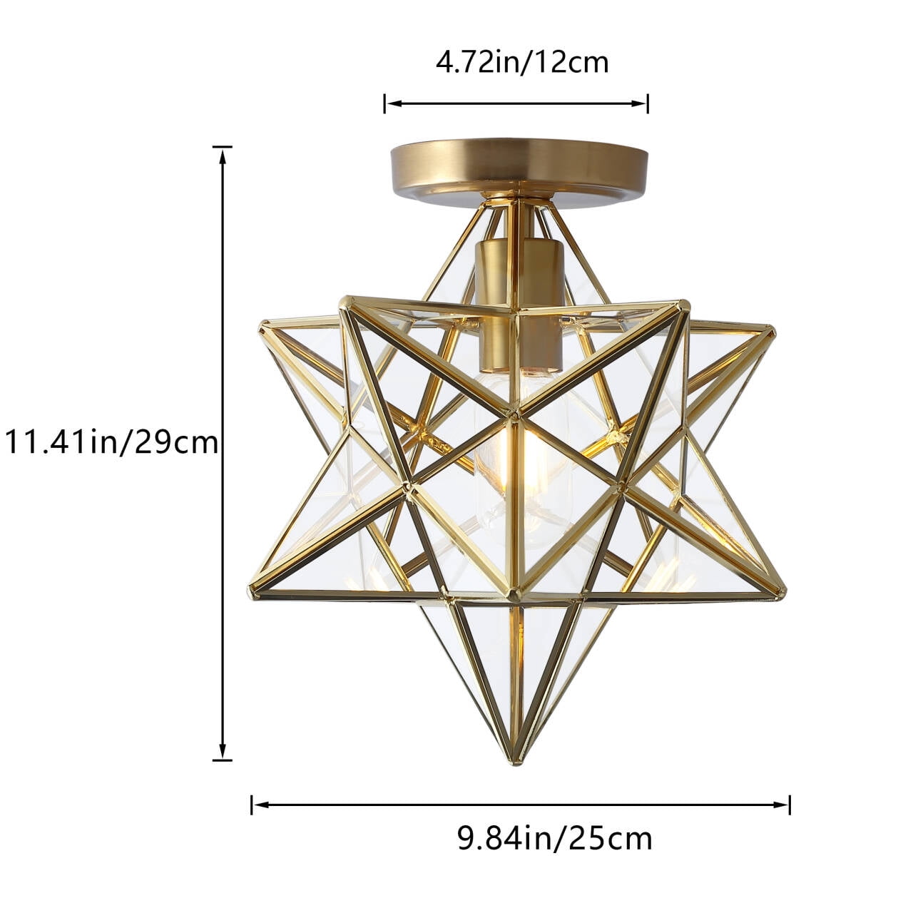 Aiwen Stylish Geometric Novelty Semi Flush Mount Ceiling Lamp Modern Star-Like Light Fixture