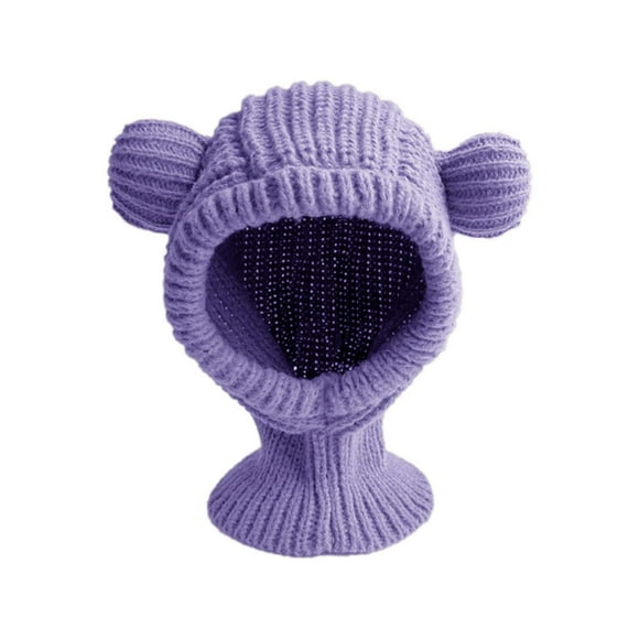asddcavvf Hats for Women Autumn and Winter Knitted Hat for Women Solid Color Cute Warm Hooded Scarf