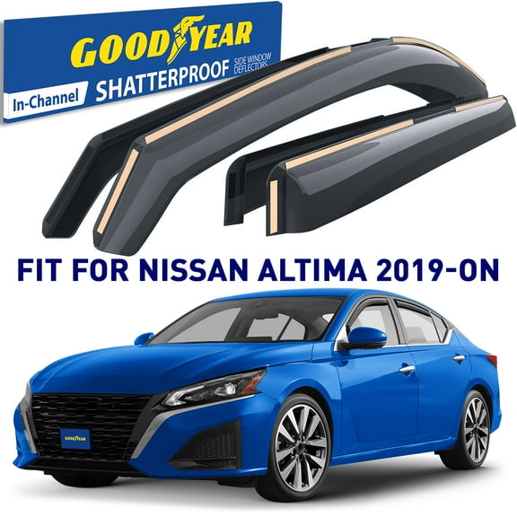 Goodyear Shatterproof in-Channel Window Deflectors for Nissan Altima 2019-2025, Rain Guards, Window Visors for Cars, Vent Deflector, Car Accessories, 4 pcs - GY008435