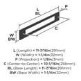 thumbnail image 5 of Amerock Medora 10-1/16 inch (256mm) Center-to-Center Rectangle Matte Black Cabinet Pull Backplate, 5 of 6