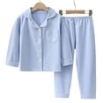 thumbnail image 4 of Mnyotv Long Sleeved Button Down Pajamas Set for Kids Fall Winter Clothes Unisex Solid Lounge Set Toddler Pajamas Size 3-4 Years, 4 of 6