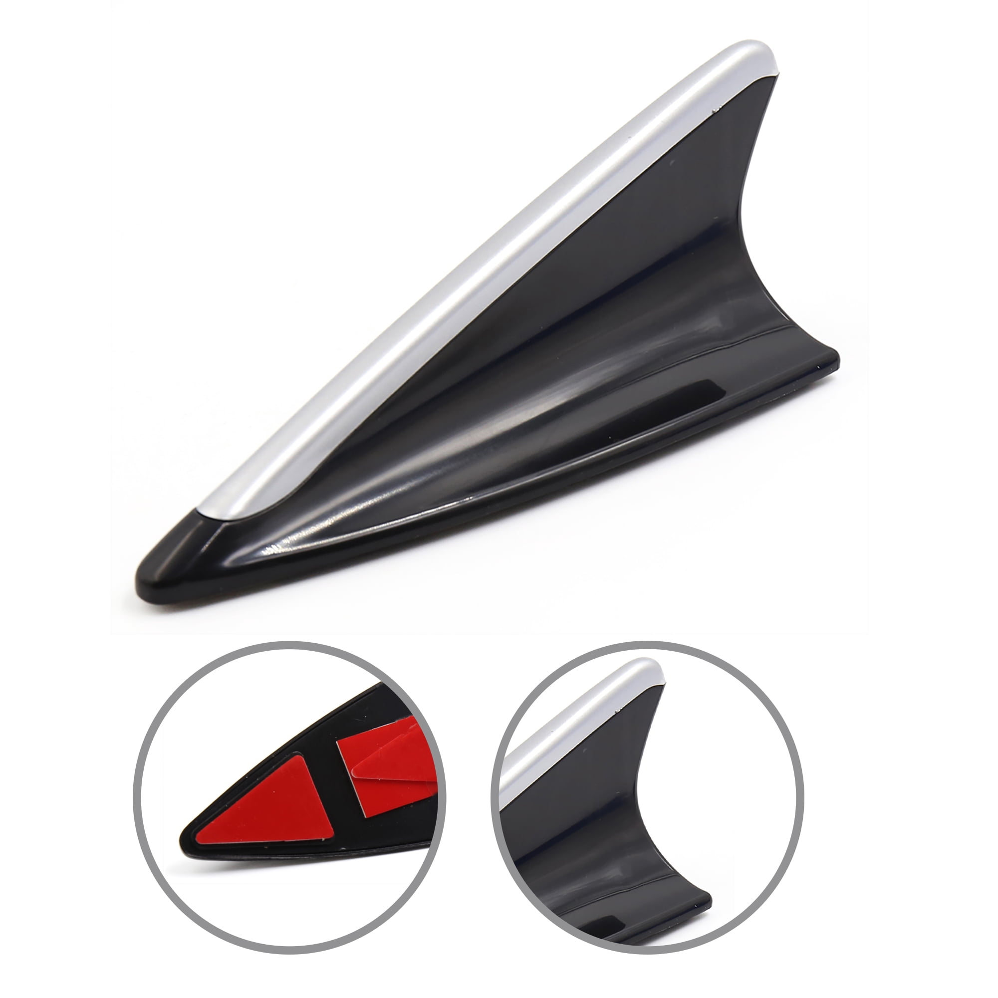 Unique Bargains Silver Black Dummy Decorative Roof Antenna for Car