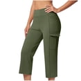 thumbnail image 3 of cocolona Women's Summer High Waist Cargo Capri Pants Casual Solid Color Stretch Loose Workout Yoga Cropped Pants with Pocket, 3 of 5