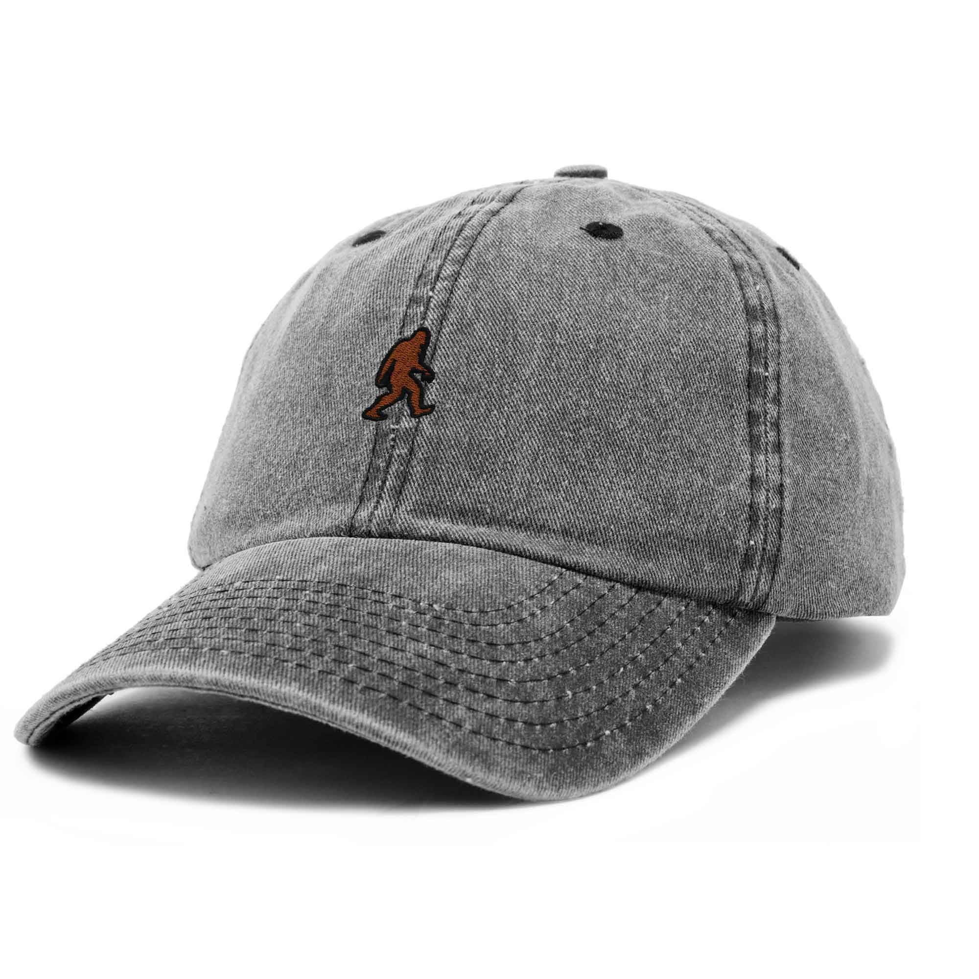Dalix Sasquatch Embroidered Cap Cotton Baseball Summer Cool Dad Hat Mens in Washed Black