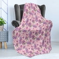 thumbnail image 4 of Floral Soft Flannel Fleece Throw Blanket, Butterflies Flowers Cartoon Kids Girls Baby Playroom Nursery Theme, Cozy Plush for Indoor and Outdoor Use, 60" x 80", Pale Pink Lavender, by Ambesonne, 4 of 5