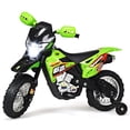thumbnail image 1 of Costway 6V Kids Ride-On Motorcycle Electric Battery Powered Bike w/Training Wheels Green/Red, 1 of 10