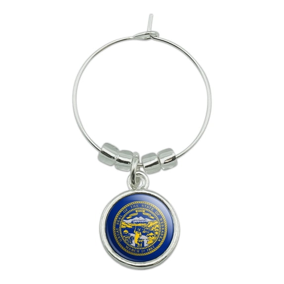Nebraska State Flag Wine Glass Charm Drink Marker