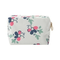 Unique Bargains 1 Pc Convenient Print Makeup Bag White Pink Polyester