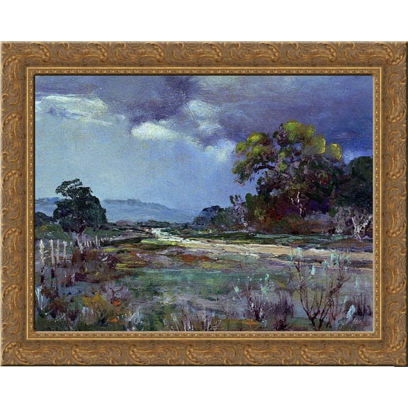 Approaching Rain, Southwest Texas 24x20 Gold Ornate Wood Framed Canvas Art by Onderdonk, Robert Julian