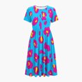 thumbnail image 6 of Lopecy-Sta Womens Dresses Short Sleeve Round Neck Leopard Print A Line Midi Dress Casual Summer Beach Vacation Party Dress, 6 of 7