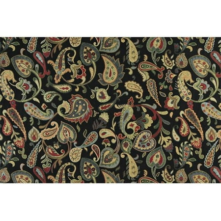 Contemporary Floral Fabric - Designer Fabrics K0021C 54 in. Wide Red, Orange, Yellow, Green And Black, Floral Paisley Contemporary Upholstery Fabric