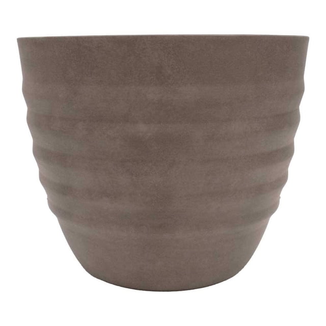 Maceta de Plástico Mainstays con Diámetro de 40.6 cm Diseño de Relieves Curvos Pintada de Gris
