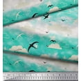 thumbnail image 2 of Soimoi Rayon Crepe Fabric Clouds & Flying Swift Bird Printed Craft Fabric by the Yard 46 Inch Wide, 2 of 3