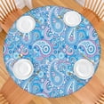 thumbnail image 2 of Boho Floral Elastic Edge Table Cover for Round Tables, Fitted Design for 52-56 Inch Diameter, Colorful Tablecloth for Home Kitchen, 2 of 7