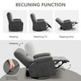 thumbnail image 3 of Swivel Recliner Chair, UHOMEPRO Manual Nursery Rocking Chair Single Sofa with Soft Cushion and Backrest, Living Room Lounge Chair with Side Pockets, Solid Wood Frame, Easy Assembly, Gray, 3 of 13