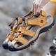 thumbnail image 2 of Sandalias de verano para hombre, zapatos de playa de piel de vaca con capa superior, sandalias de suela suave antideslizantes para exteriores para hombre, sandalias de gran tamaño para hombre, 2 of 6