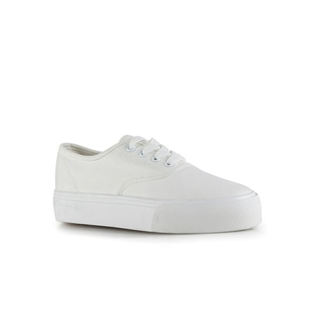 Lace Up Women's Canvas Sneakers in White