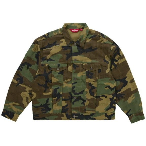 Supreme Men's Jacquard Logos Denim Trucker Jacket Woodland Camo, from StockX