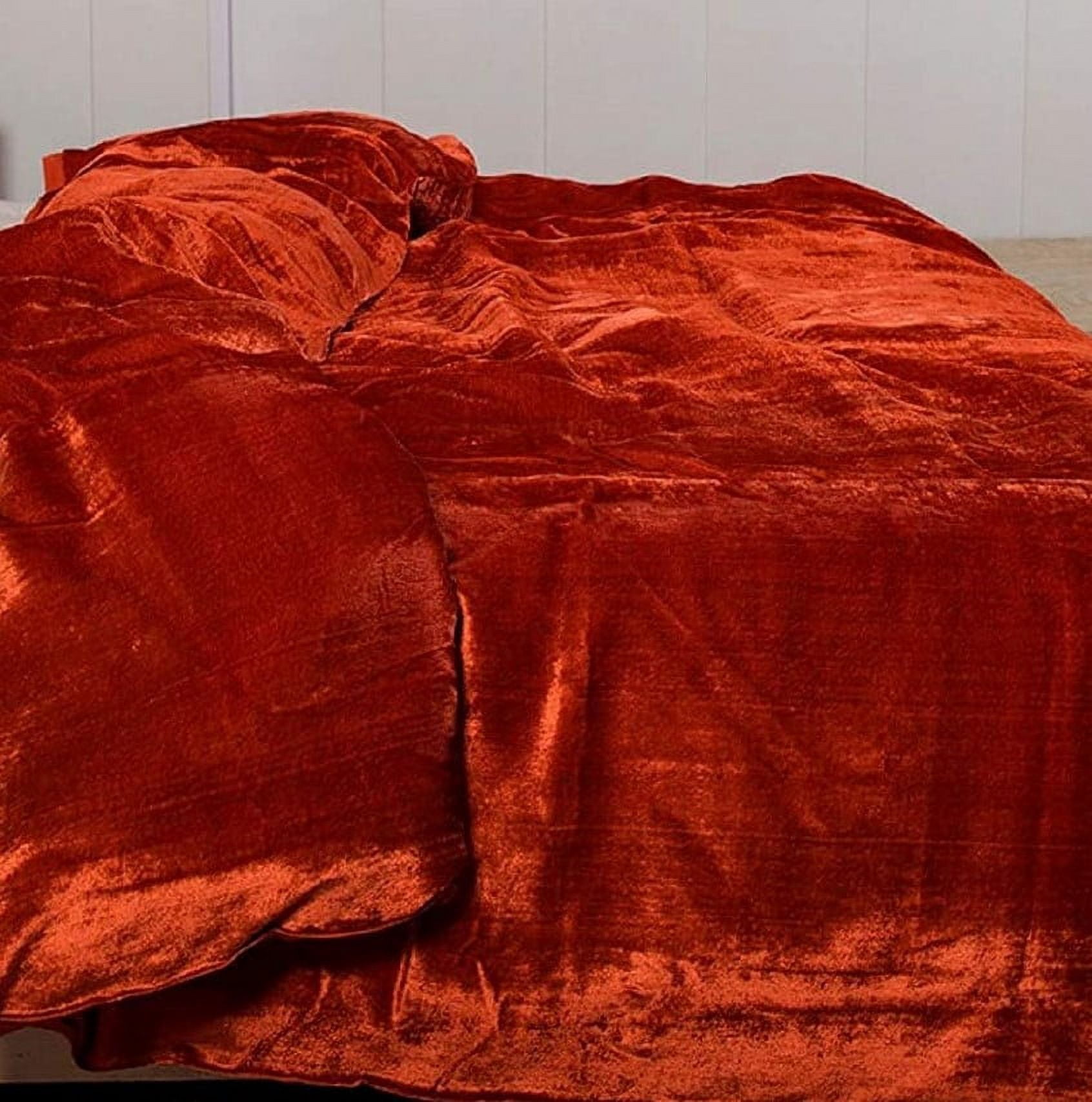 Thread Connect Velvet Duvet Cover King/Queen Size Comforter Set, Boho Bedding Sheets Crushed Velvet bedding sets Ties Closure, (1 Duvet Cover & 2 Pillowcases)
