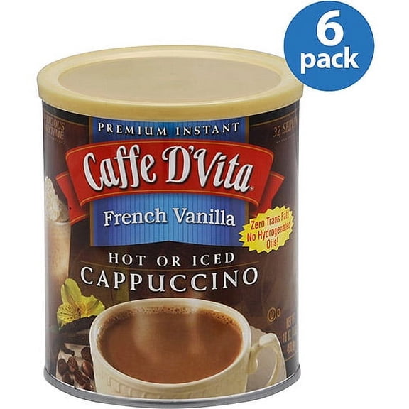 Caffe D'Vita French Vanilla Cappuccino, 16 Ounce Cans (Pack of 6)