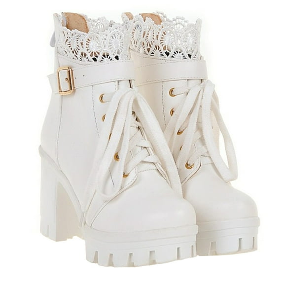 Milisten 1 Pair Comfortable Lady Boots White Short Boots For Women With Artificial Pu And Rubber Sole