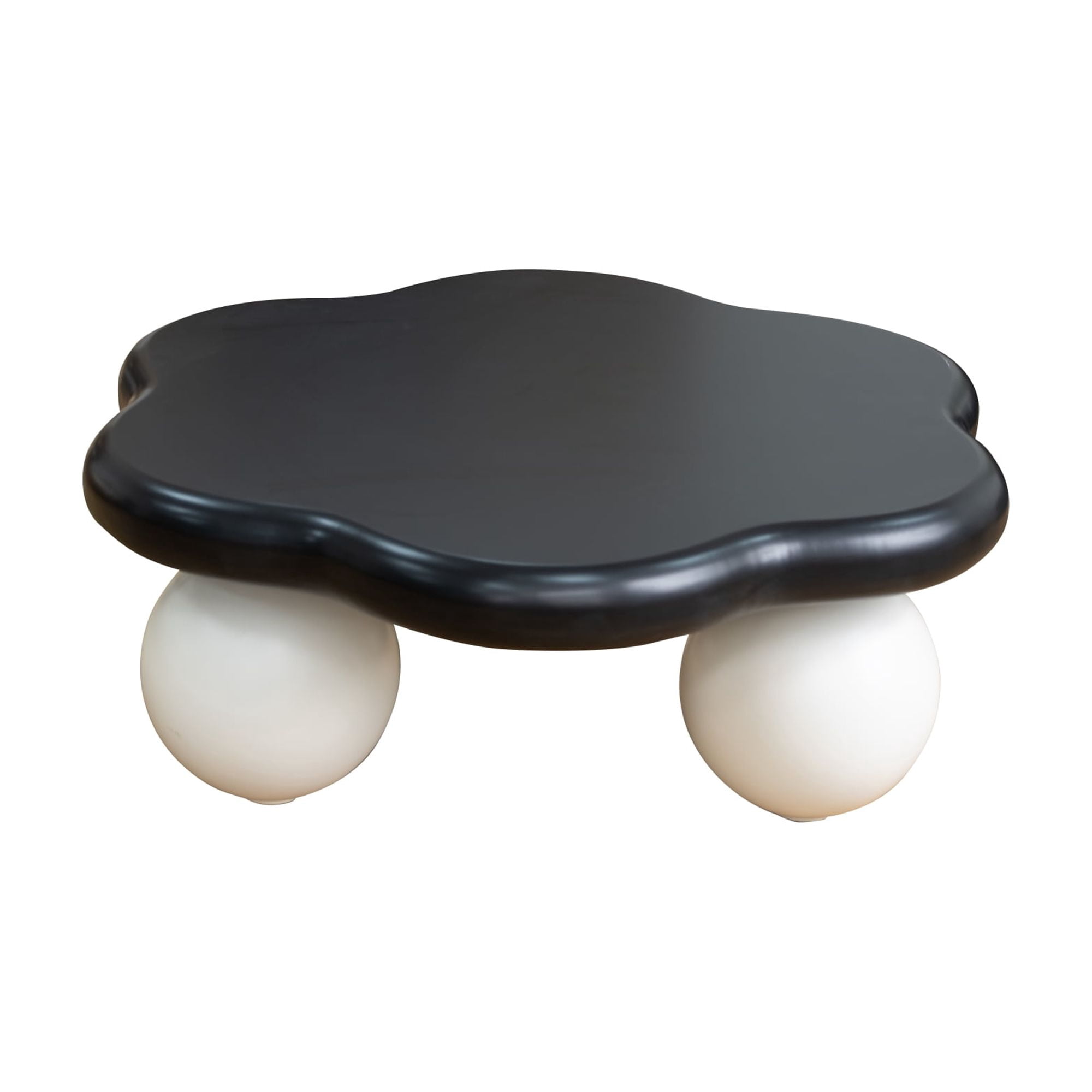 35" Cloud Shaped Coffee Table, Petal-Shaped Modern Minimalist Coffee Table with Spherical Legs, Kid & Pet Friendly Space Saving Center Table Tea Table for Small Apartment