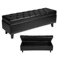 thumbnail image 1 of VEVOR Button-Tufted Storage Ottoman Bench PU Leather Bench with Wood Legs Black, 1 of 9