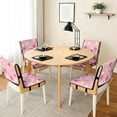 thumbnail image 3 of TSOVTHRID Strawberry Floral Bowknot Pink Print Quilted Dining Chair Slipcovers Stretch Comfy Chair Seat Covers Washable Removable Seat Cushion Covers with Detachable Strap, Set of 2, 3 of 7