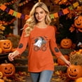 thumbnail image 2 of Trgacdwlo Halloween Shirts for Women 3/4 Sleeve Funny Pumpkin Ghost Crew Neck Shirts for Women Vintage Ghost Pattern Fall Pullover Tops M, 2 of 7