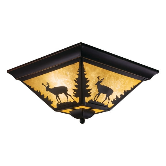 Bryce 14-in W Bronze Rustic Deer Flush Mount Ceiling Light Fixture