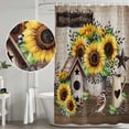 thumbnail image 4 of Farmhouse Sunflowers Shower Curtain, Waterproof Shower Curtains for Bathroom, Western Star Country Bird Pine Cone Washable Fabric Bathtub Curtain Set Bath Decor with 12 Hooks Extra Long 72"x96", 4 of 6