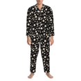 thumbnail image 3 of Salouo Daisy Print Button-Front Long Sleeve Pajama Set for Men, Soft 2Pjs Men's Long Sleeve Sleepwear-Small, 3 of 7