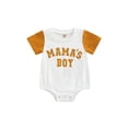 thumbnail image 1 of Faithtur Bébé Garçons Été Casual Romper Manches Courtes Col Rond Lettre Impression Patchwork Playsuit, 1 of 8