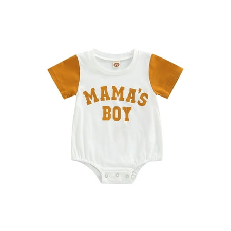 

Thaisu Newborn Baby Boy Romper Shirt Mamas Boy Short Sleeve Jumpsuit 0-18 Months