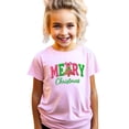 thumbnail image 3 of Ink Printed Image NOT a Yarn Patch - Trendy Faux Yarn Merry Christmas Graphic Shirt Pink Shirt 2T, 3 of 7