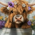 thumbnail image 6 of Funny Highland Cow Shower Curtain, Cute Farmhouse Purple Floral Western Wood Animal Shower Curtain Set, Country Rustic Turquoise Bathroom Accessories Set Decor with Hooks, 70X75in, 6 of 6