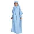 thumbnail image 1 of MIASHUI Robe Élégante Décontractée pour Filles avec Capuche et Manches Chauve-Souris pour Mode Bleu Ciel, 10-11 Ans, 1 of 4