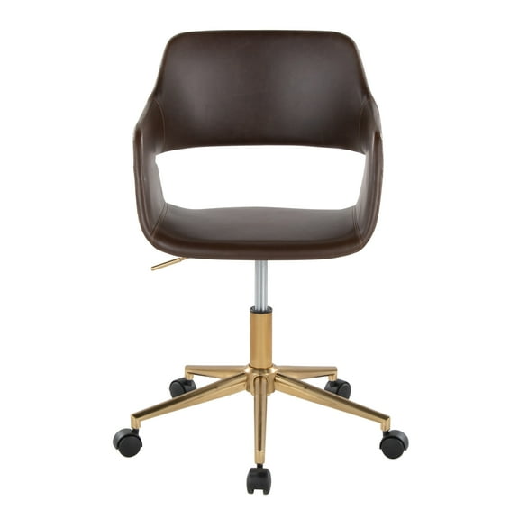 Carson Carrington  Vallen Adjustable Task Chair with 5-Star Base Espresso Faux Leather/Gold Metal