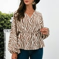 thumbnail image 5 of Womens Fall Tunic Tops Henley V Neck Lantern Long Sleeve Blouses Trendy Printed Button Drawstring Tshirts for Leggings, 5 of 7