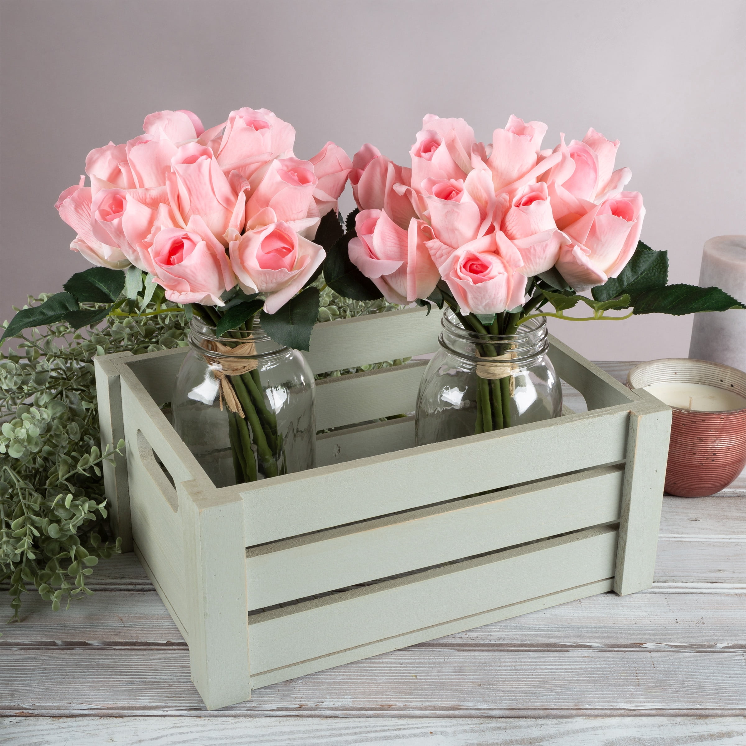 24PC Artificial Rose Bud Stem Bundles, Pink