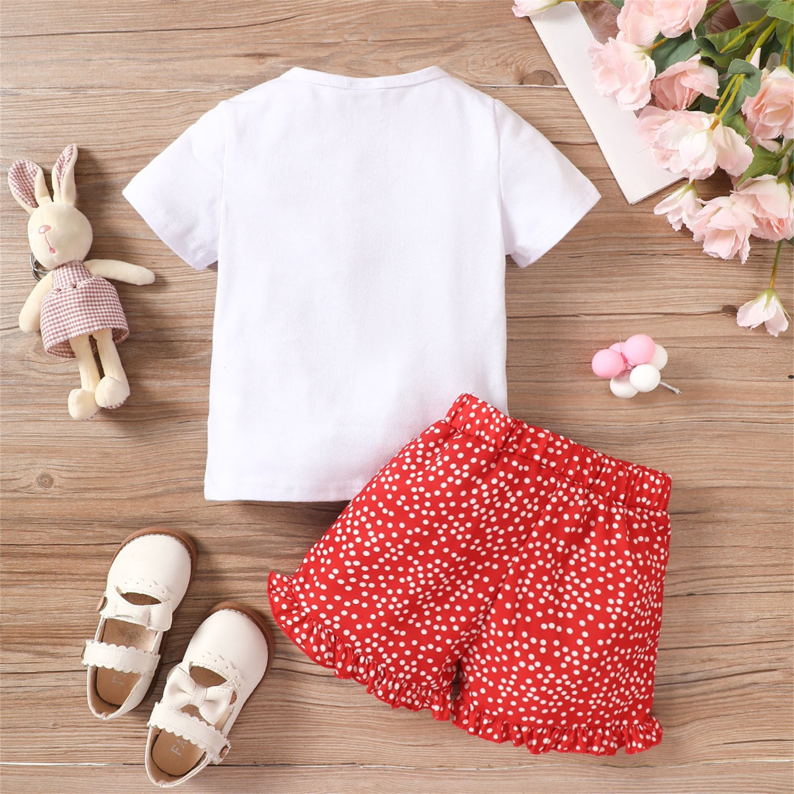 2-piece Toddler Girl Animal Elephant Print Short-sleeve Tee and Elasticized Shorts Set