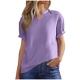 thumbnail image 2 of Blczomt Lightweight Womens Spring Tops Waffle Knit 2026 Purple T Shirts Cute Casual Notch V Neck,S, 2 of 9
