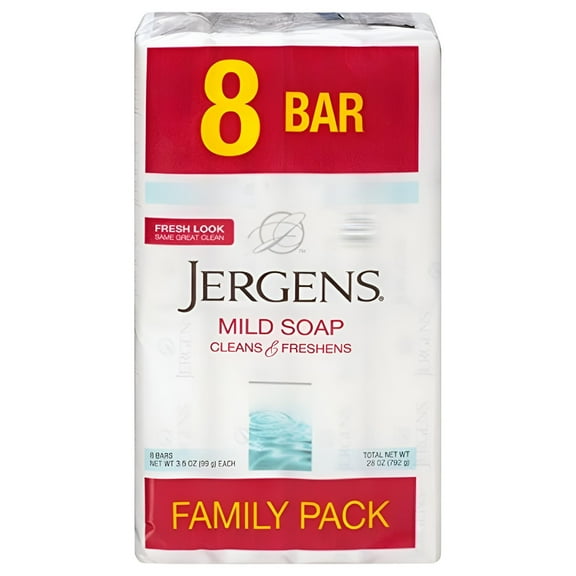 Jergens Family Pack Mild Soap 8 Bars 3.5 oz ea